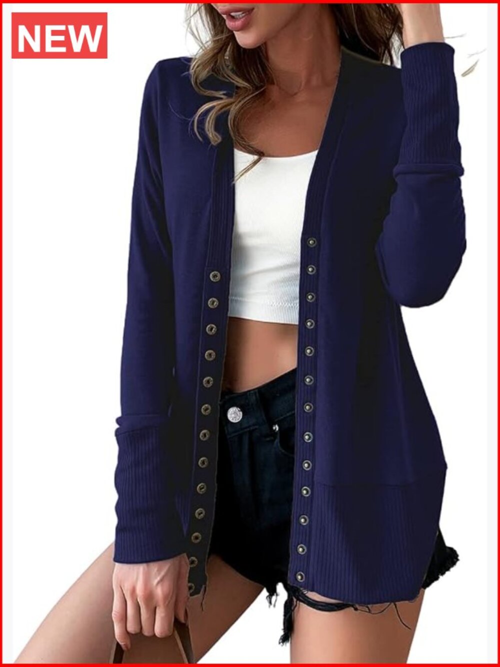 Long Sleeve V Neck Knit Cardigan Sweater Button Down Soft